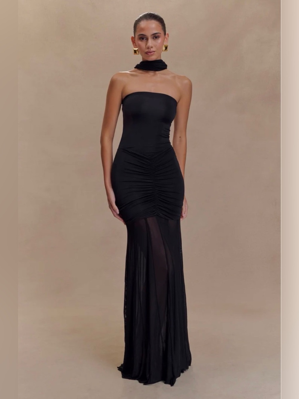 Meshki Caspian Slinky Maxi Dress - Black